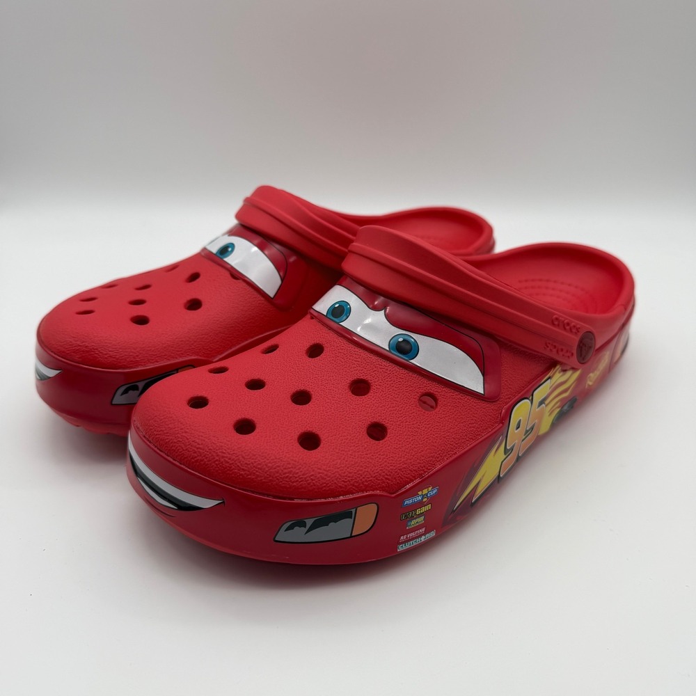Lightning McQueen Crocs Red Slip-On Clogs Mens 10 W's 12
